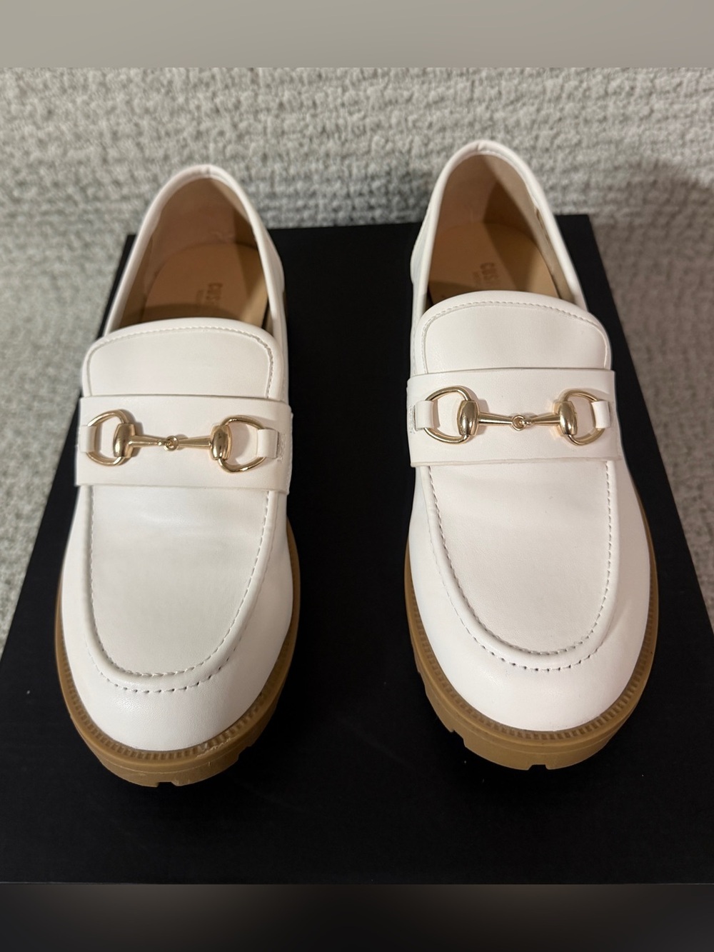 Cushionaire  Memory foam White Loafers with Gold Bit Detail